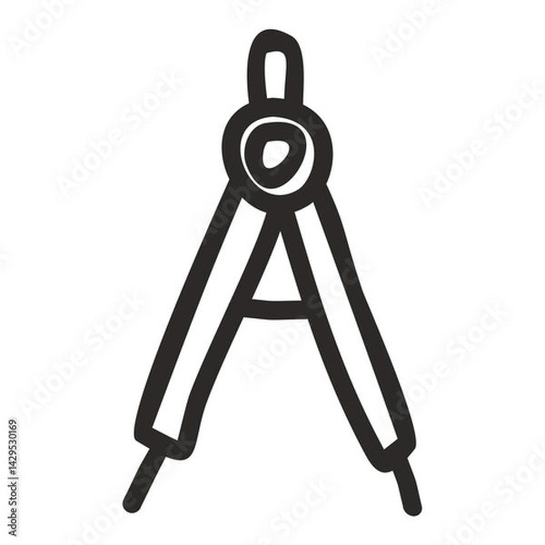 Obraz Compass Tool Vector Icon in Black on Transparent Background for Architecture Software, Education Platforms, and Design Interfaces