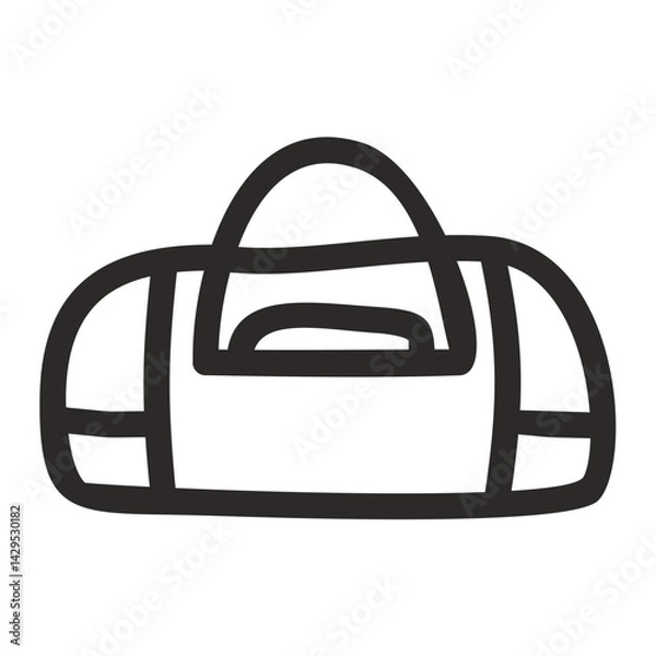 Obraz Duffle Bag Vector Icon in Black on Transparent Background for Packing Checklists, Travel Gear Apps, and Fitness Dashboards