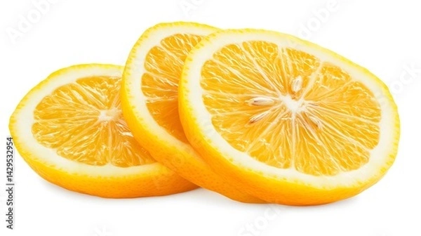 Fototapeta Juicy Lemon Slices Isolated on White Background