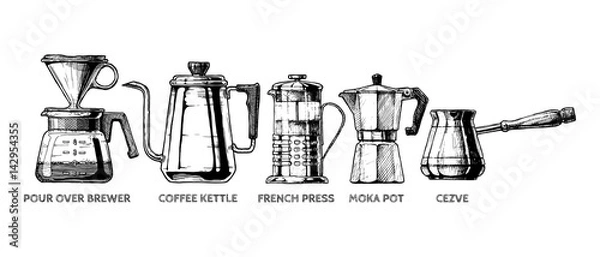 Obraz set of Coffee preparation