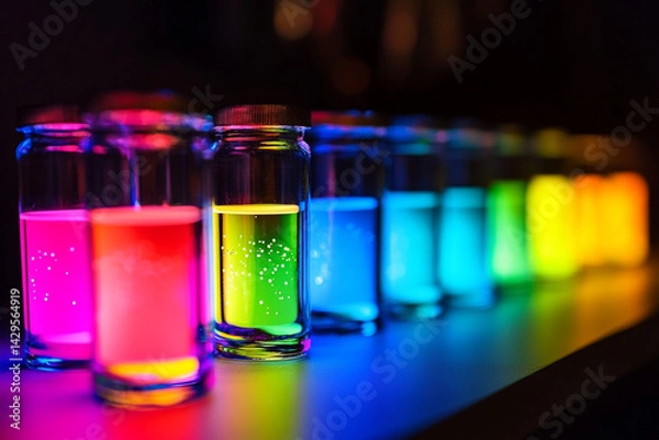 Fototapeta photo of quantum dots glowing different colors