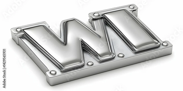 Obraz 3D Metal WI Letters Render