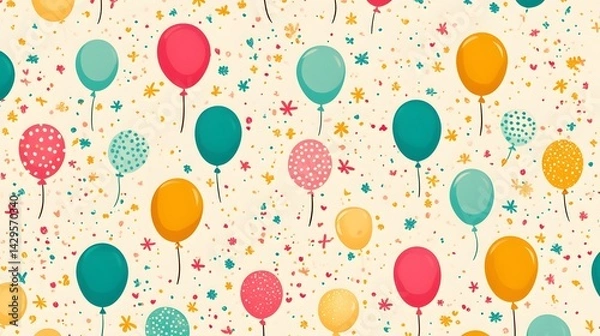 Fototapeta Colorful Balloons Festive Pattern Seamless Background