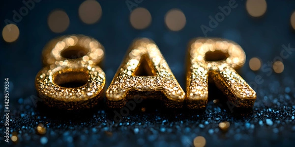 Obraz Golden Glitter 8 Bar Abstract Image