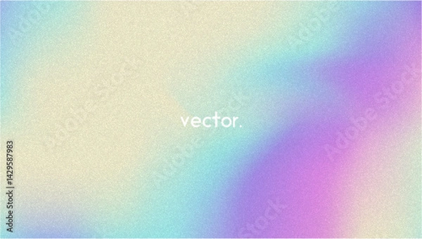 Fototapeta Noise Gradient Background. Abstract Grainy Bg In Pink, Purple And Blue Colors. Iridescent Hologram. Pearlescent Holographic Texture With Rainbow Foil. Soft Pastel Mesh With Neon Glow And Blur