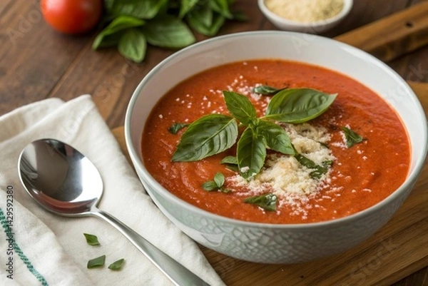 Obraz Creamy tomato basil soup