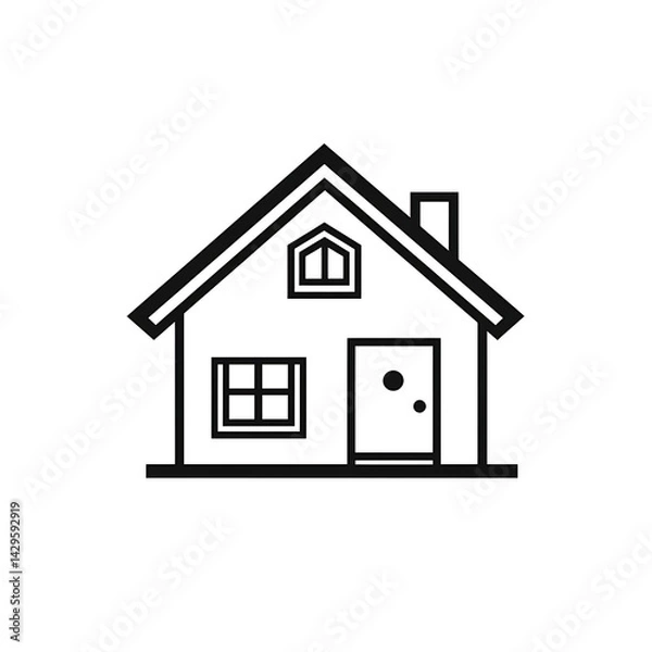 Obraz House outline icon, simple design, flat vector graphic logo on a white background, minimalist style.