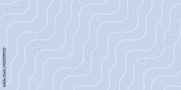 Obraz Subtle minimalist seamless pattern with diagonal wavy lines, thin stripes, liquid fluid shaped, water waves. Abstract light blue outline background. Simple linear texture. Repeated minimal geo design