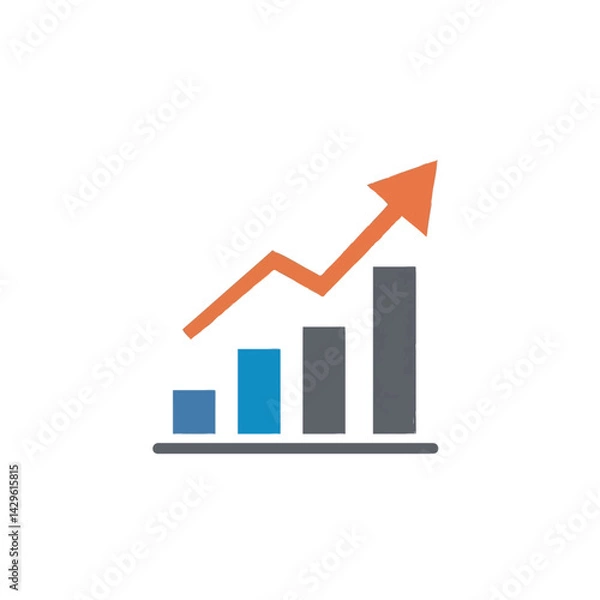 Fototapeta A bar graph depicts upward trending data, showcasing progress and growth.
