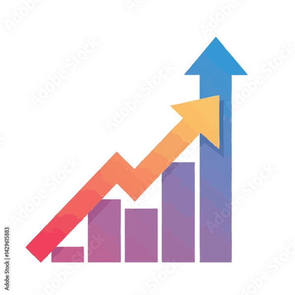 Fototapeta A vibrant bar graph showcases exponential growth with two upwardpointing arrows