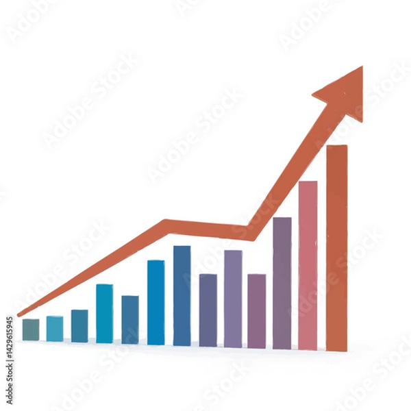 Fototapeta Upward Trending Bar Graph Showing Business Growth and Success