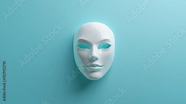 Fototapeta White Mask on a Blue Textured Background