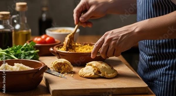 Obraz Chef preparing empanadas - photo
