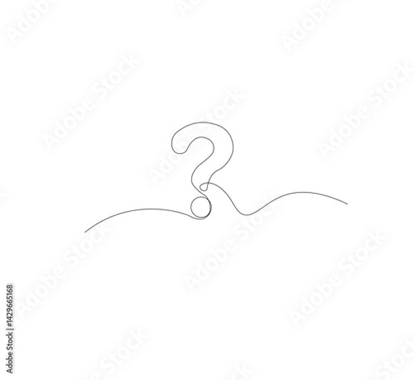 Fototapeta continus line Question mark icon in sketch style. white background.Illustration vector symbol.Editable stroke.