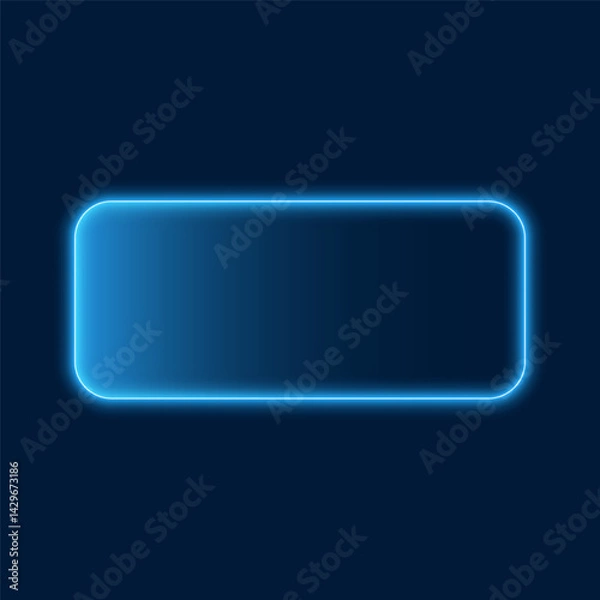 Fototapeta Neon rectangle border, vector illustration.