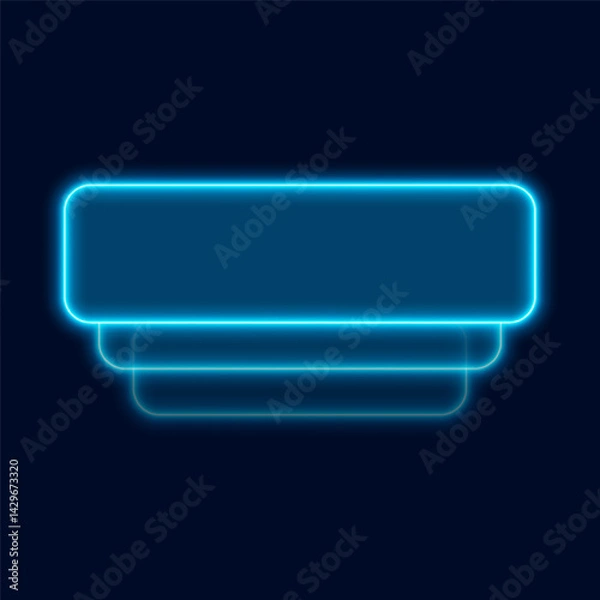Fototapeta Neon rectangle border, scroll list, vector illustration.