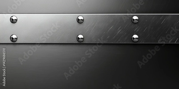 Fototapeta Sleek Metallic Strip with Rivets