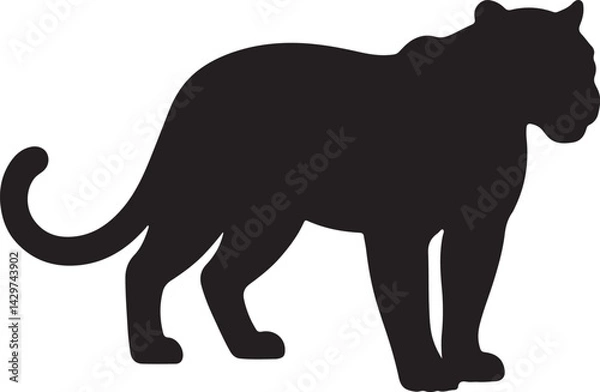 Obraz Leopard Silhouette on White Background