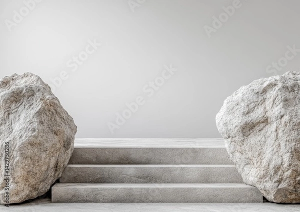 Obraz Minimalist stone steps platform