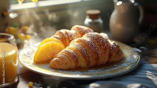 Fototapeta Golden Croissants: A Sunlit Pastry Delight