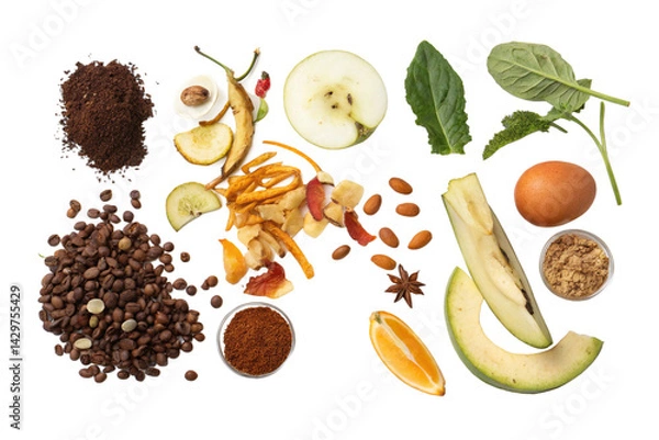 Obraz Organic waste , on isolated transparent background - generated by ai