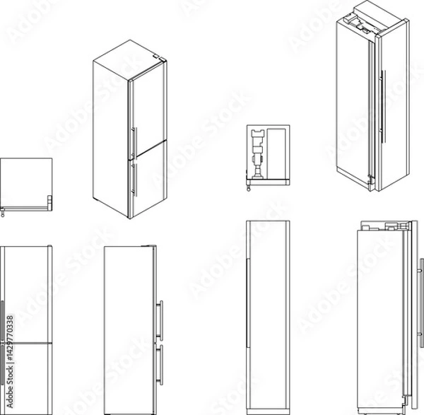 Fototapeta silhouette design vector illustration sketch image Refrigeration for food storage 