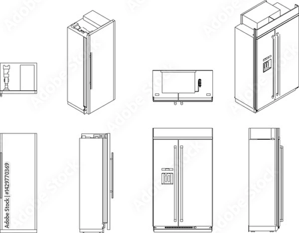 Fototapeta silhouette design vector illustration sketch image Refrigeration for food storage