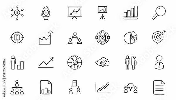 Fototapeta set of web icons in line style eps 