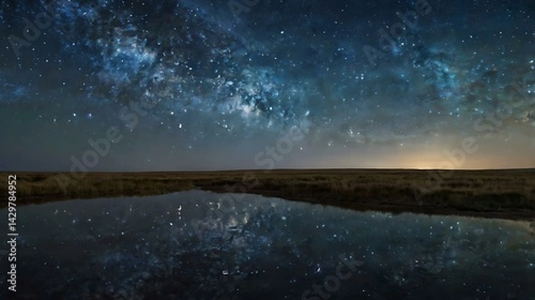 Fototapeta night sky with stars and clouds