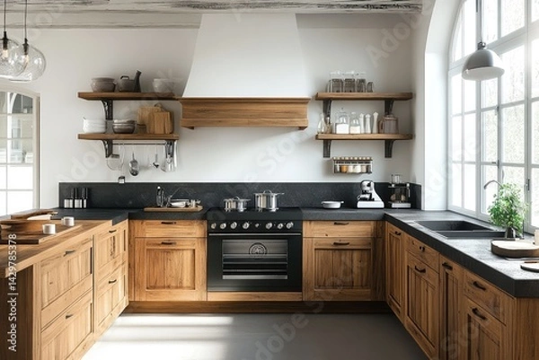 Obraz Rustic, Modern Kitchen Interior