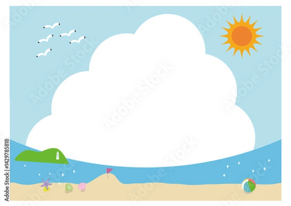 Obraz 入道雲と砂浜のフレーム