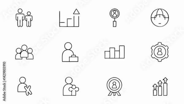 Fototapeta personal growth and success set of web icons in li.eps