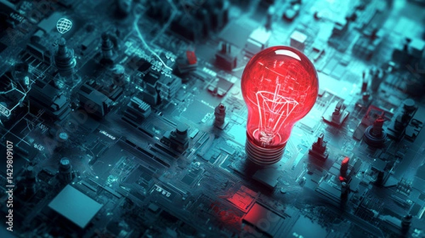 Fototapeta Creative business planning with creative, business planning contrast strategy elements in bold layout and high contrast style for innovation and startup energy. AI generative