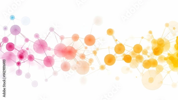Obraz Colorful abstract representation of molecular interactions and connections.