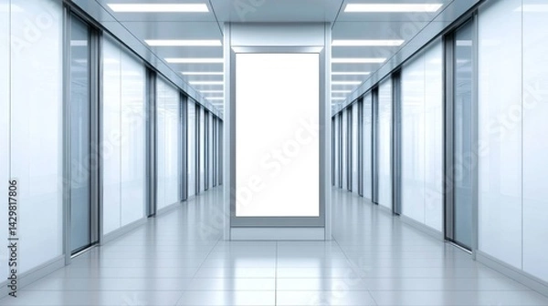 Obraz Empty hallway with a blank advertisement display.
