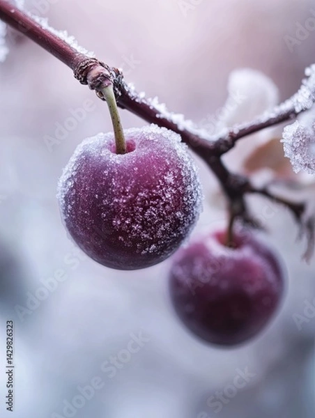 Obraz plum isolated on winter background