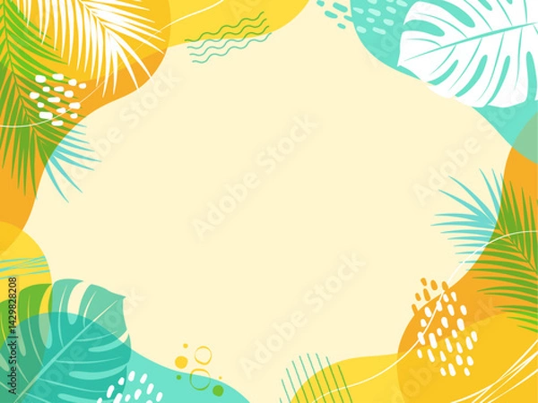 Obraz 夏のトロピカルな背景フレーム_ベクターイラスト