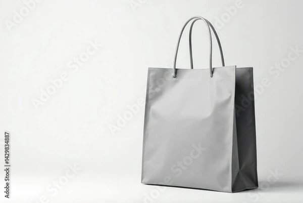 Obraz Stylish gray canvas shopping bag, clean white backdrop, clean, holder, casual