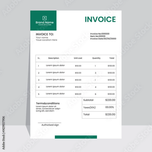 Obraz Invoice design template