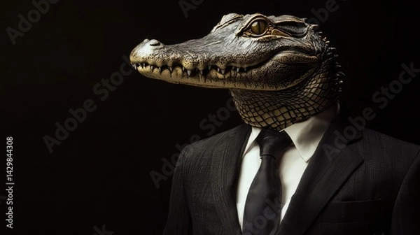 Fototapeta A business crocodile dressed in a neat suit.