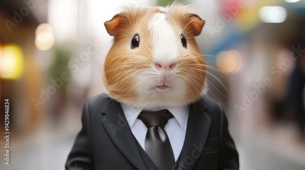 Fototapeta A business guinea pig dressed in a neat suit.