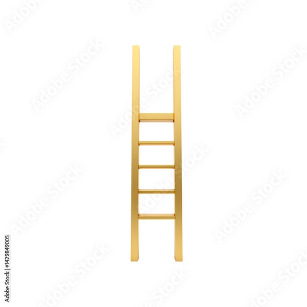 Fototapeta Gold ladder on white isolated background