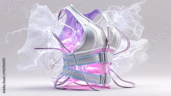Obraz Discover the Unique Charm of Our White and Pink Lightning Shoe Perfect for Wellness and Health Icon Themes in Your Collection