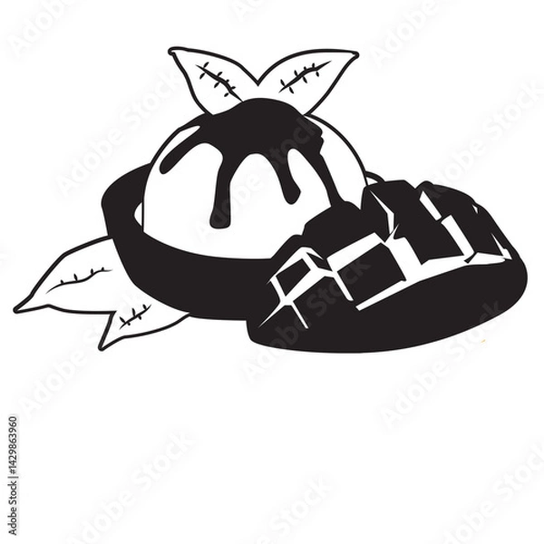 Obraz Mango dessert silhouette.