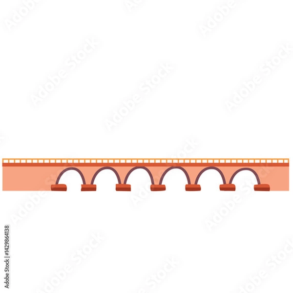 Obraz vector illustration of a red brick wall. Bridge with tunnel.
