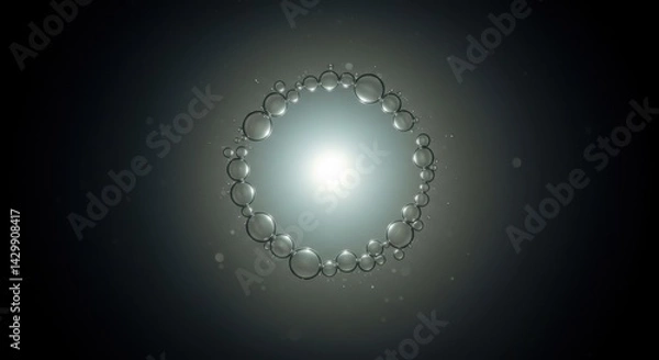 Obraz Abstract bubbles circle surrounding bright light