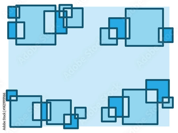 Fototapeta 幾何学模様が重なる背景　四角枠　青
