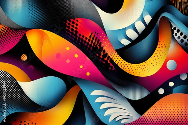 Fototapeta Colorful geometric shapes, shapes, and vivid color backgrounds