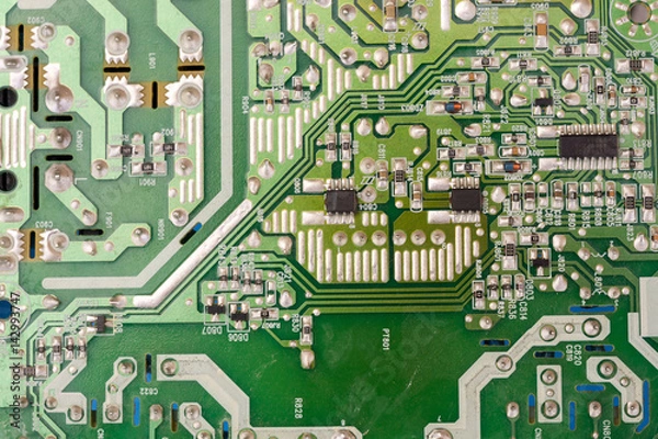 Fototapeta Green Circuit Board Macro