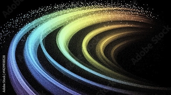 Obraz Multi-hued, swirling, spectral arcs against a dark background.